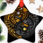 Yin Yang Owl Doodle Ornament Illustration Ornament (Star) Front