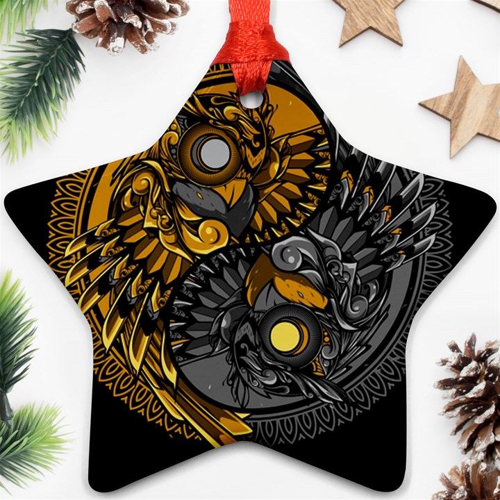 Yin Yang Owl Doodle Ornament Illustration Ornament (Star)