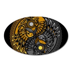 Yin Yang Owl Doodle Ornament Illustration Oval Magnet by Vaneshart