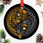 Yin Yang Owl Doodle Ornament Illustration Round Ornament (Two Sides) Front