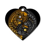 Yin Yang Owl Doodle Ornament Illustration Dog Tag Heart (One Side) Front