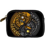 Yin Yang Owl Doodle Ornament Illustration Digital Camera Leather Case Front