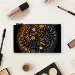 Yin Yang Owl Doodle Ornament Illustration Cosmetic Bag (small) by Vaneshart