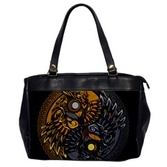 Yin Yang Owl Doodle Ornament Illustration Oversize Office Handbag by Vaneshart