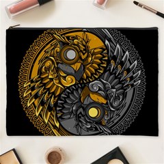 Yin Yang Owl Doodle Ornament Illustration Cosmetic Bag (xxxl) by Vaneshart