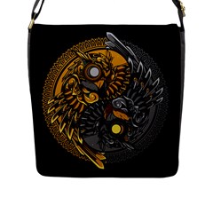 Yin Yang Owl Doodle Ornament Illustration Flap Closure Messenger Bag (l) by Vaneshart