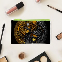 Yin Yang Owl Doodle Ornament Illustration Cosmetic Bag (xs) by Vaneshart