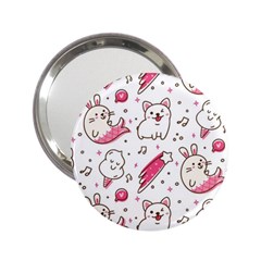 Cute Animals Seamless Pattern Kawaii Doodle Style 2 25  Handbag Mirrors by Vaneshart