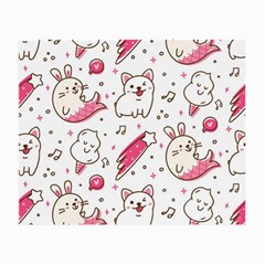 Cute Animals Seamless Pattern Kawaii Doodle Style Small Glasses Cloth by Vaneshart