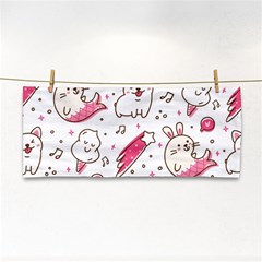 Cute Animals Seamless Pattern Kawaii Doodle Style Hand Towel by Vaneshart