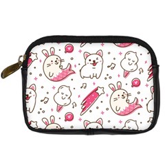 Cute Animals Seamless Pattern Kawaii Doodle Style Digital Camera Leather Case by Vaneshart