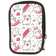 Cute Animals Seamless Pattern Kawaii Doodle Style Compact Camera Leather Case by Vaneshart