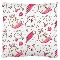 Cute Animals Seamless Pattern Kawaii Doodle Style Large Flano Cushion Case (one Side) by Vaneshart