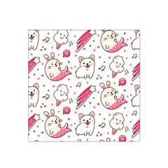 Cute Animals Seamless Pattern Kawaii Doodle Style Satin Bandana Scarf