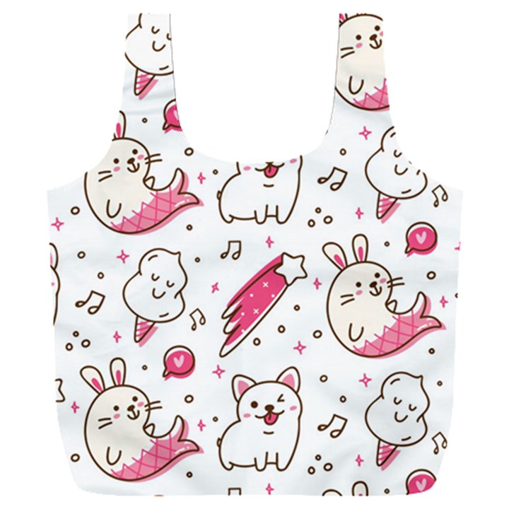 Cute Animals Seamless Pattern Kawaii Doodle Style Full Print Recycle Bag (XXL)