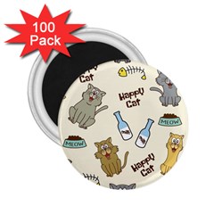 Happy Cats Pattern Background 2 25  Magnets (100 Pack) 