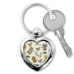 Happy Cats Pattern Background Key Chain (Heart) Front