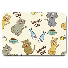 Happy Cats Pattern Background Large Doormat  by Vaneshart