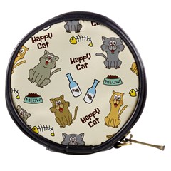 Happy Cats Pattern Background Mini Makeup Bag by Vaneshart