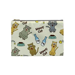 Happy Cats Pattern Background Cosmetic Bag (medium) by Vaneshart