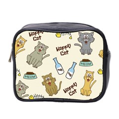 Happy Cats Pattern Background Mini Toiletries Bag (two Sides) by Vaneshart