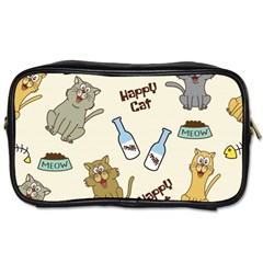 Happy Cats Pattern Background Toiletries Bag (two Sides) by Vaneshart