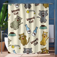 Happy Cats Pattern Background Shower Curtain 60  X 72  (medium)  by Vaneshart