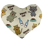 Happy Cats Pattern Background Large 19  Premium Heart Shape Cushions Front