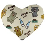 Happy Cats Pattern Background Large 19  Premium Heart Shape Cushions Back