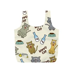 Happy Cats Pattern Background Full Print Recycle Bag (s) by Vaneshart