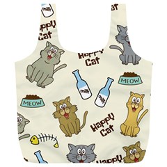 Happy Cats Pattern Background Full Print Recycle Bag (xl) by Vaneshart