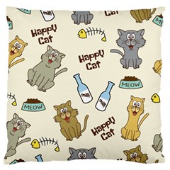 Happy Cats Pattern Background Standard Flano Cushion Case (two Sides) by Vaneshart