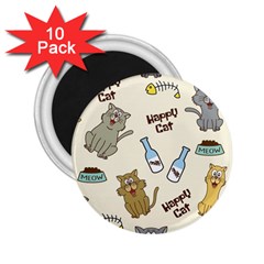 Happy Cats Pattern Background 2 25  Magnets (10 Pack)  by Vaneshart