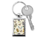 Happy Cats Pattern Background Key Chain (Rectangle) Front