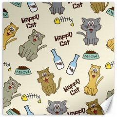 Happy Cats Pattern Background Canvas 16  X 16  by Vaneshart