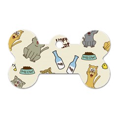 Happy Cats Pattern Background Dog Tag Bone (one Side) by Vaneshart