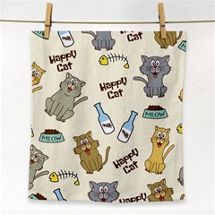 Happy Cats Pattern Background Face Towel by Vaneshart