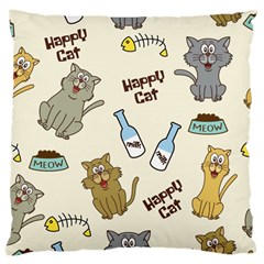 Happy Cats Pattern Background Large Cushion Case (one Side) by Vaneshart