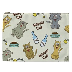 Happy Cats Pattern Background Cosmetic Bag (xxl) by Vaneshart