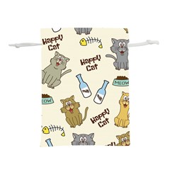 Happy Cats Pattern Background Lightweight Drawstring Pouch (l) by Vaneshart