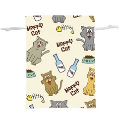 Happy Cats Pattern Background  Lightweight Drawstring Pouch (xl) by Vaneshart