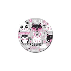 Big Set With Cute Cartoon Animals Bear Panda Bunny Penguin Cat Fox Golf Ball Marker by Vaneshart