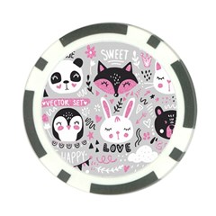 Big Set With Cute Cartoon Animals Bear Panda Bunny Penguin Cat Fox Poker Chip Card Guard