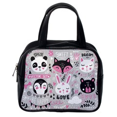 Big Set With Cute Cartoon Animals Bear Panda Bunny Penguin Cat Fox Classic Handbag (one Side) by Vaneshart