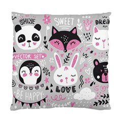 Big Set With Cute Cartoon Animals Bear Panda Bunny Penguin Cat Fox Standard Cushion Case (one Side) by Vaneshart