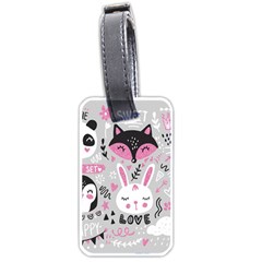 Big Set With Cute Cartoon Animals Bear Panda Bunny Penguin Cat Fox Luggage Tag (one Side) by Vaneshart