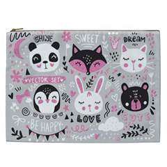 Big Set With Cute Cartoon Animals Bear Panda Bunny Penguin Cat Fox Cosmetic Bag (xxl) by Vaneshart