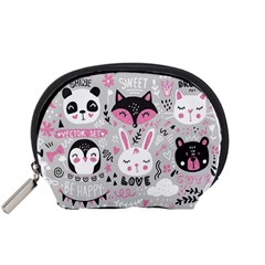 Big Set With Cute Cartoon Animals Bear Panda Bunny Penguin Cat Fox Accessory Pouch (small) by Vaneshart