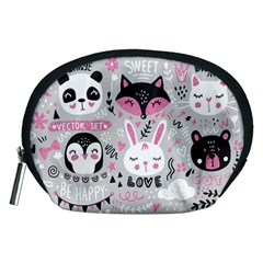 Big Set With Cute Cartoon Animals Bear Panda Bunny Penguin Cat Fox Accessory Pouch (medium) by Vaneshart