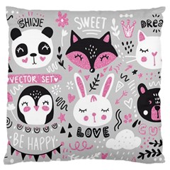 Big Set With Cute Cartoon Animals Bear Panda Bunny Penguin Cat Fox Standard Flano Cushion Case (two Sides) by Vaneshart